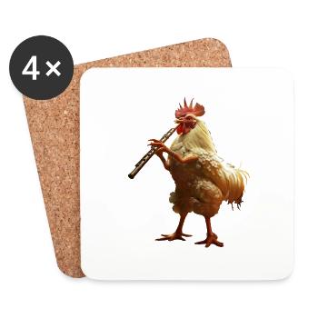 Rooster Flute - Coasters (set of 4) - white - Front