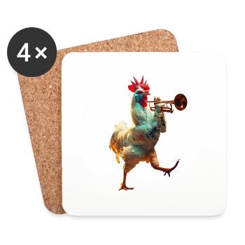 Trompette Coq - Dessous de verre (lot de 4) - blanc - Devant