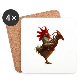 Rooster Tuba - Coasters (set of 4) - white - Front