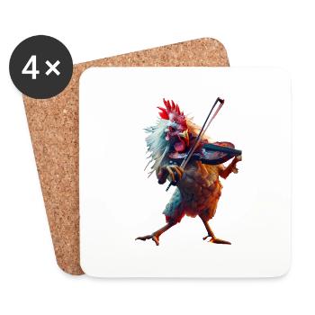 Violon Coq - Dessous de verre (lot de 4) - blanc - Devant