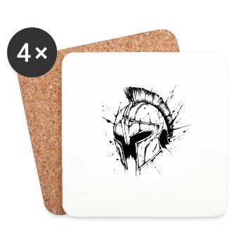 Spartaner Helm Krieger - Untersetzer (4er-Set) - Weiß - Vorne