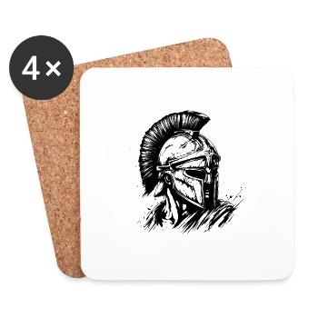 Icône du casque Spartan - Dessous de verre (lot de 4) - blanc - Devant