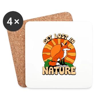 Get lost in Nature Nature Fox Forest Hiking Sun - Coasters (set of 4) - white - Front