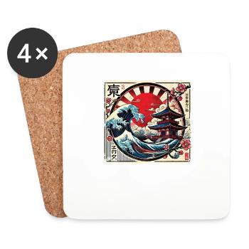 Pagode japonaise traditionnelle, - Dessous de verre (lot de 4) - blanc - Devant