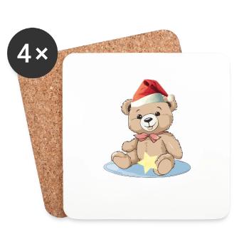 Père Noël Teddy Bear Ours en peluche Enfants - Dessous de verre (lot de 4) - blanc - Devant