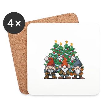 arbre de Noël nains nain Gnome conte de fées Noël - Dessous de verre (lot de 4) - blanc - Devant