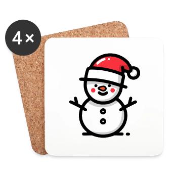 Bonhomme de neige de Noël - Dessous de verre (lot de 4) - blanc - Devant