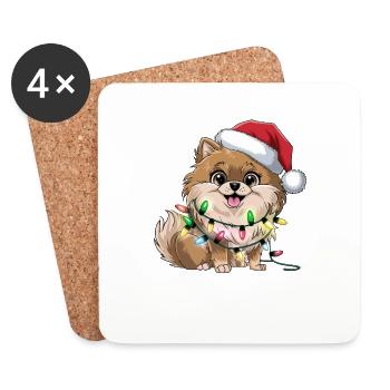 Pomeranian Christmas Lights Xmas Dogs Gifts - Untersetzer (4er-Set) - Weiß - Vorne