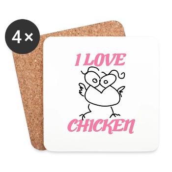 Rosa ich liebe Hühner kreatives Huhn - Untersetzer (4er-Set) - Weiß - Vorne