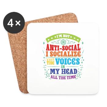 I Socialize With The Voices In My Head - Untersetzer (4er-Set) - Weiß - Vorne