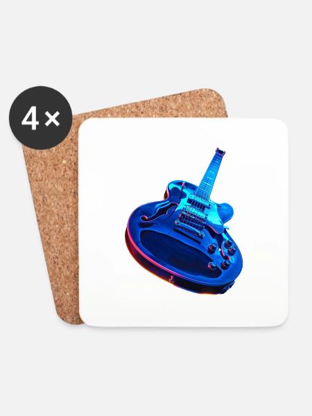 Gitarre - Untersetzer (4er-Set) - Weiß