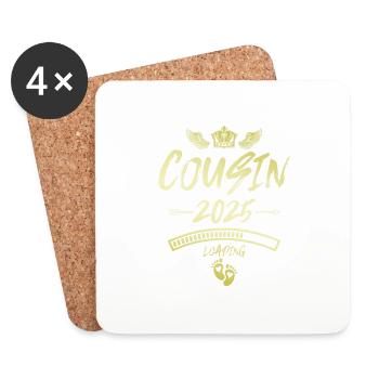 Cousin 2025 Loading Spruch - Untersetzer (4er-Set) - Weiß - Vorne