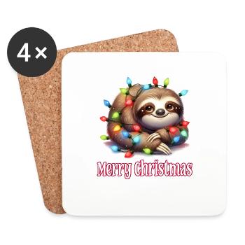 Niedliches Faultier Weihnachten Merry Christmas - Untersetzer (4er-Set) - Weiß - Vorne