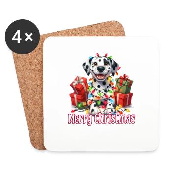 Süßer Dalmatiner Weihnachten Merry Christmas - Untersetzer (4er-Set) - Weiß - Vorne