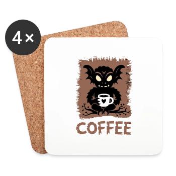 Niedliche Voodoo-Puppe Kaffee-Liebhaber - Untersetzer (4er-Set) - Weiß - Vorne