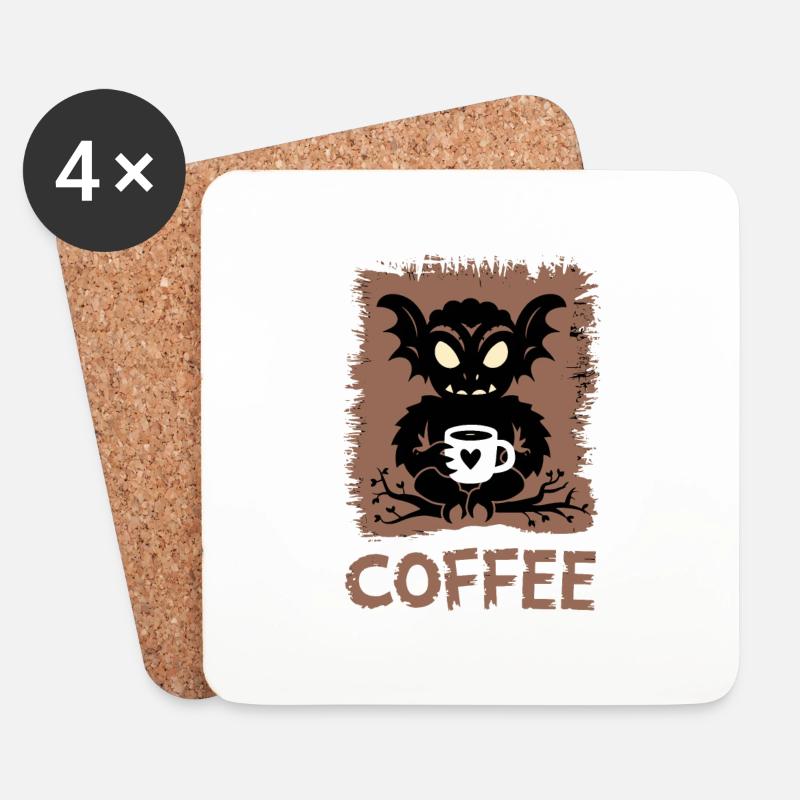 Niedliche Voodoo-Puppe Kaffee-Liebhaber - Untersetzer (4er-Set) - Weiß