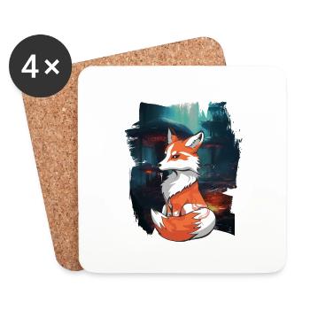 Fox Foxes Nature Fairy Tale Mountain Nature Lover - Coasters (set of 4) - white - Front
