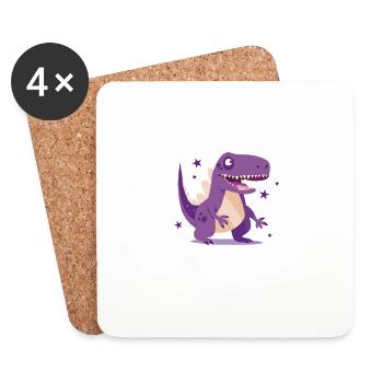 Dinos Dinosaure Dragon Dragon Enfant Enfants - Dessous de verre (lot de 4) - blanc - Devant