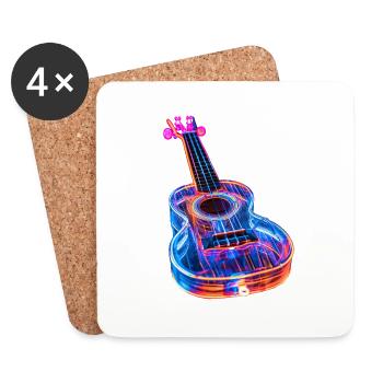 Ukulele - Untersetzer (4er-Set) - Weiß - Vorne