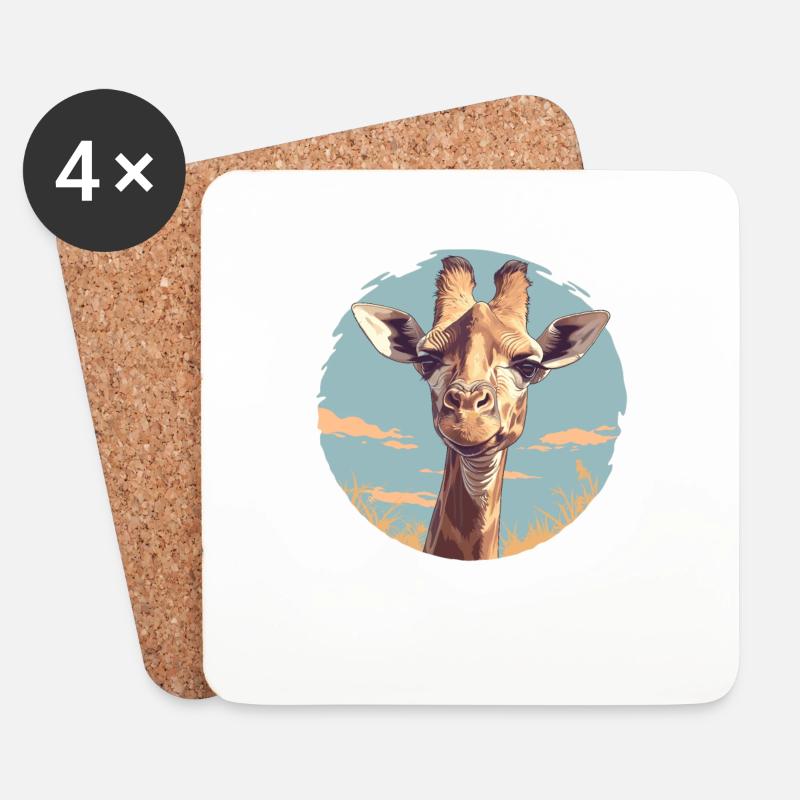 Giraffen Giraffe - Untersetzer (4er-Set) - Weiß