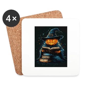 Cadeau d’Halloween Femmes Citrouille Hommes Enfants - Dessous de verre (lot de 4) - blanc - Devant