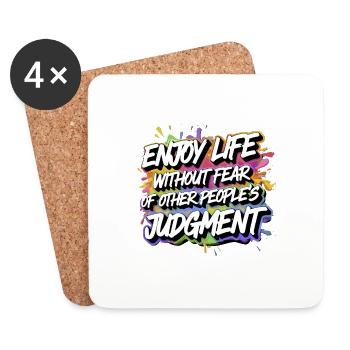 ENJOY LIFE WITHOUT FEAR - Coasters (set of 4) - white - Front