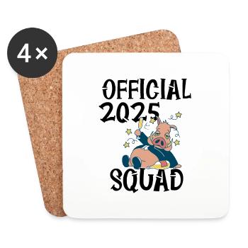Équipe officielle 2025, le design du réveillon du Nouvel An/Nouvel An - Dessous de verre (lot de 4) - blanc - Devant