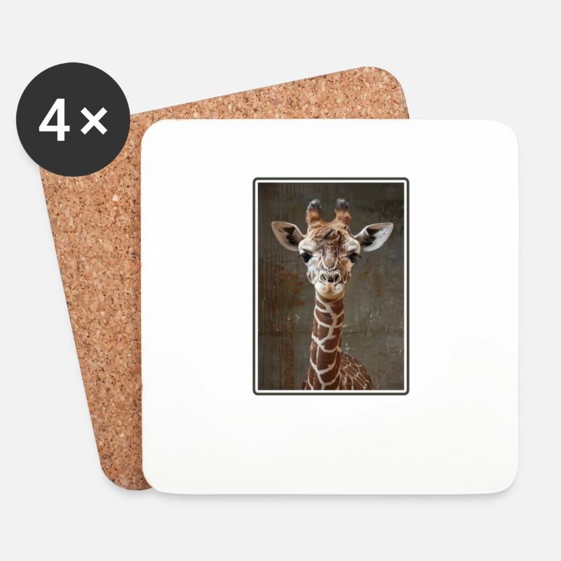 Giraffen Giraffe - Untersetzer (4er-Set) - Weiß