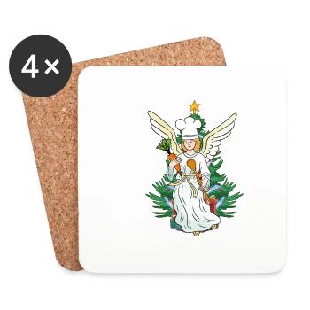 Noël Chef Cuisiniers Cuisinier Ange Noël - Dessous de verre (lot de 4) - blanc - Devant