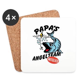Papas Angelbuddy Angelexperte Fischen mit Papa - Untersetzer (4er-Set) - Weiß - Vorne