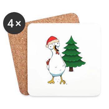 Santa Chicken Chickens Santa Claus Chicken Coop - Coasters (set of 4) - white - Front