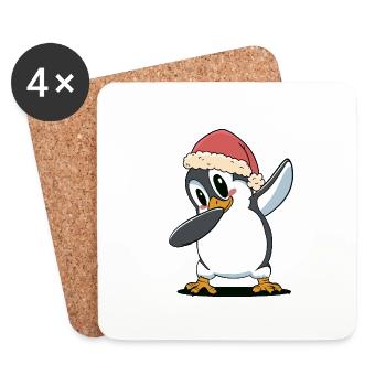 Santa Claus Penguin Penguins - Coasters (set of 4) - white - Front