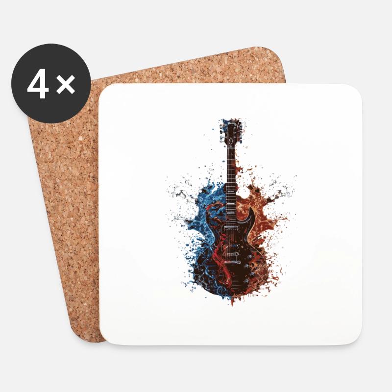 Gitarre - Untersetzer (4er-Set) - Weiß