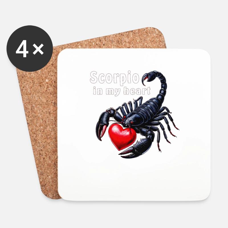 Scorpio in my heart - Untersetzer (4er-Set) - Weiß