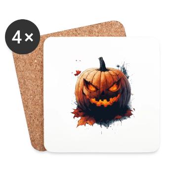 Cadeau d’Halloween Femmes Citrouille Hommes Enfants - Dessous de verre (lot de 4) - blanc - Devant