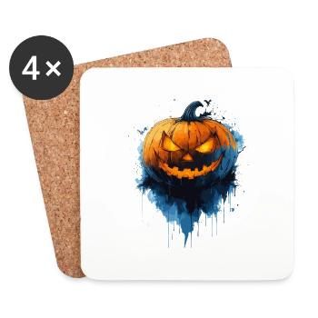 Cadeau d’Halloween Femmes Citrouille Hommes Enfants - Dessous de verre (lot de 4) - blanc - Devant