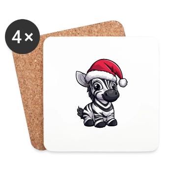 Zebra Weihnachten - Untersetzer (4er-Set) - Weiß - Vorne