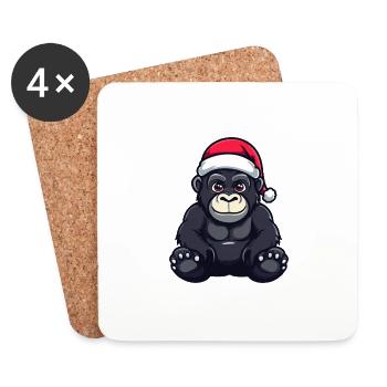 Gorilla Christmas - Coasters (set of 4) - white - Front