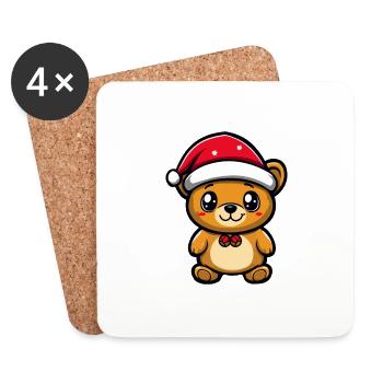 Noël de l’ours - Dessous de verre (lot de 4) - blanc - Devant