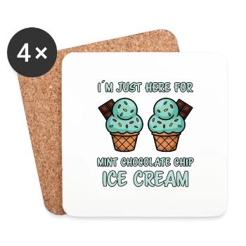 Crème glacée au chocolat et à la menthe disant cadeau de crème glacée à la menthe drôle - Dessous de verre (lot de 4) - blanc - Devant