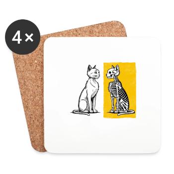 Schrödinger's Cat Dead And Alive - Coasters (set of 4) - white - Front