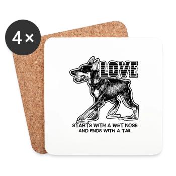 Doberman Pinscher Starts With A Wet Nose - Coasters (set of 4) - white - Front