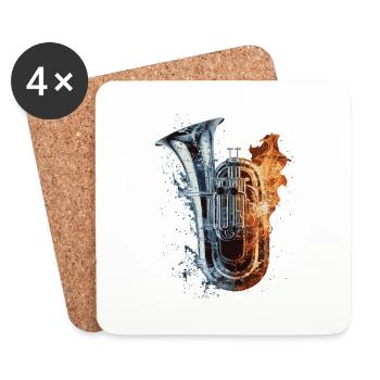 Tuba - Untersetzer (4er-Set) - Weiß - Vorne