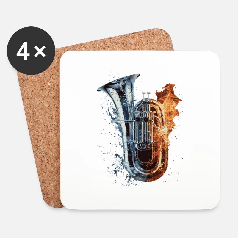 Tuba - Untersetzer (4er-Set) - Weiß