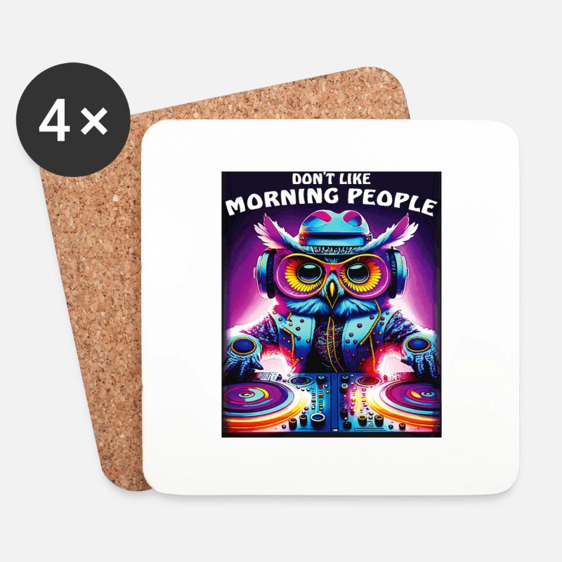 EULE DON'T LIKE MORNING PEOPLE - Untersetzer (4er-Set) - Weiß