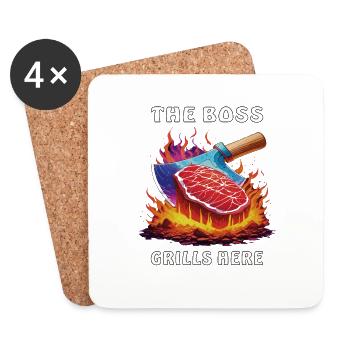 STEAK THE GRILLS HERE - Untersetzer (4er-Set) - Weiß - Vorne