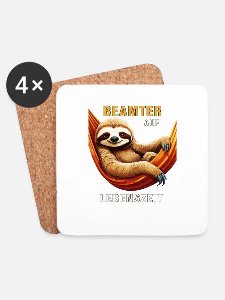 FAULTIER BEAMTER AUF LEBENSZEIT - Untersetzer (4er-Set) - Weiß