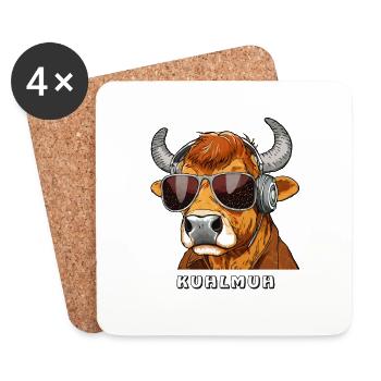KUH MIT SONNENBRILLE KUHLMUH - Untersetzer (4er-Set) - Weiß - Vorne