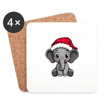 Mammut Weihnachten - Untersetzer (4er-Set) - Weiß - Vorne