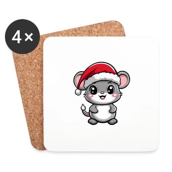 Noël Souris - Dessous de verre (lot de 4) - blanc - Devant
